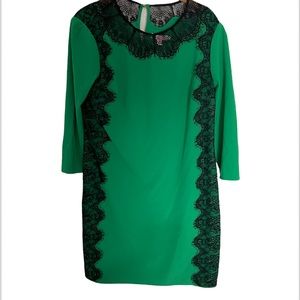 Ted Baker Green Black Eyelash Lace Shift Dress 3/M